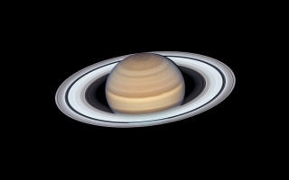 Saturn white ring black background - hdri free wallpaper