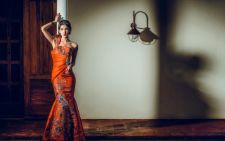 Woman orange dress chen lin - an orange dress free wallpaper