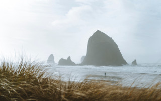 Beach rock formation tiltshift portrait - free beach wallpaper