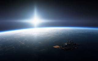 Space station earth sunlight beam 2 - the sun shining behind free wallpaper