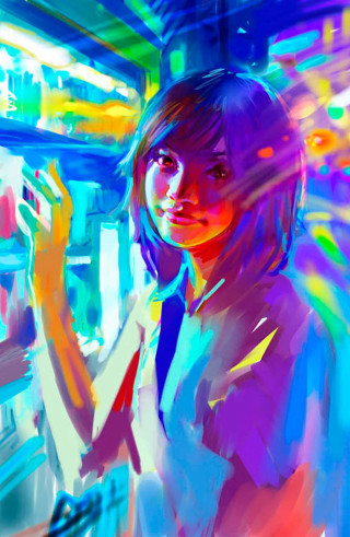 Woman brightly lit room phone - neon color free wallpaper for mobile