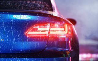 Blue car tail light rain - the tail free wallpaper