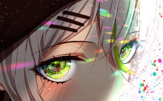 Green eyes holography portrait starry - luminous free wallpaper