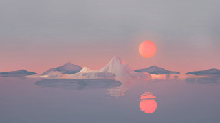 Sunset icebergs mountains orange sky - iceberg free wallpaper for desktop