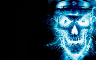 Skull helmet firework pattern face 2 - a blue glow free wallpaper