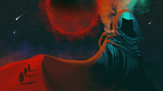 Hooded cloak red sun aurora - a red sun free wallpaper for desktop