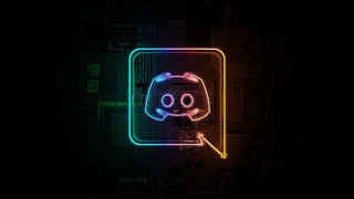 Neon face cyberpunk squares glowing - a neon sign free wallpaper
