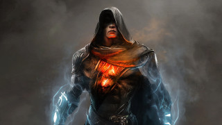Hooded man glowing light fantasy - outfit holding free wallpaper