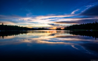 Lake sunset reflection sky trees - the sky and trees free wallpaper