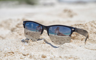 Sunglasses reflection woman beach sand - a pair of sunglasses free wallpaper for desktop