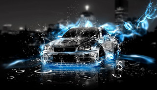 Car blue lights city smoke 3 - a blue light free wallpaper
