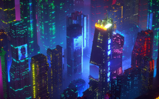 Futuristic city neon lights cyberpunk 5 - neon light free wallpaper