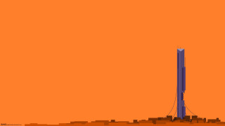 Tower sky orange blue minimalist - a tall tower free wallpaper