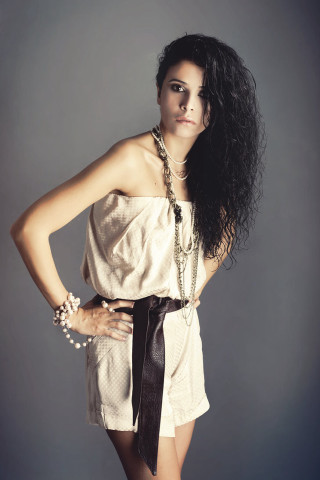 Woman long hair dress necklace - contemporary free wallpaper