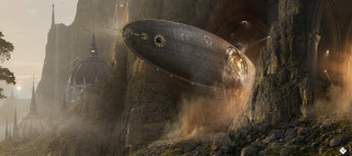 Futuristic city giant ship tall - alejandro burdisio free wallpaper for desktop