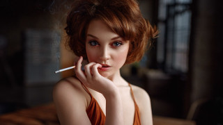 Woman smoking dark room window - a woman smoking free wallpaper