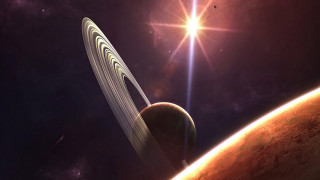 Saturn ring planet star space - a distant planet in the foreground free wallpaper