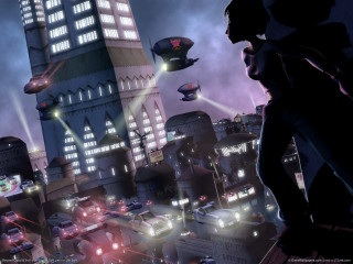 City cars man ledged view - giantess art free wallpaper