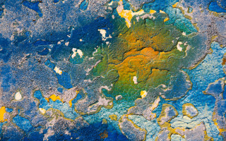 Blue yellow paint white dots - lyrical free wallpaper