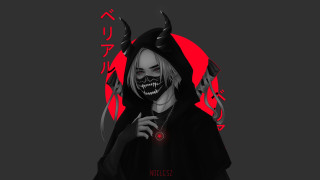 Demonic demon hoodie horns knife - character portrait free wallpaper