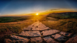 Rocky path sunset valley countryside - andrew geddes free wallpaper
