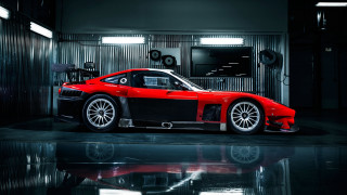 Red sports car garage metallic 2 - metallic free wallpaper