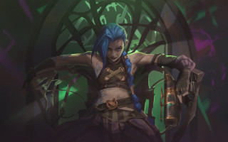 Blue haired woman clock concept - a clock in the background free wallpaper