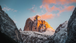 Mountain snowy pink sky clouds 2 - free seasons wallpaper