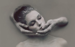 Woman hands on face head - surreal photography free wallpaper for desktop