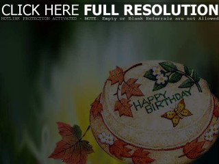 Happy birthday cake with leaves - a happy birthday message free wallpaper