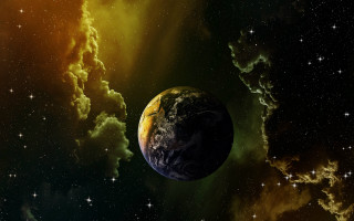 Planet yellow glow stars space - space free wallpaper for desktop