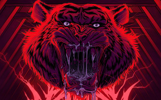Black red tiger psychedelic poster - psychedelic art free wallpaper