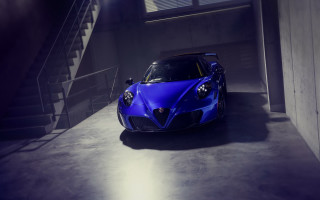 Blue sports car garage staircase - a garage next free wallpaper