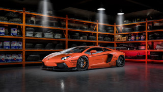 Orange sports car garage red 2 - nice free wallpaper for desktop