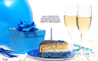 Cake plate blue ribbon giftbox - free holidays wallpaper for desktop