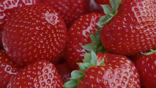 Strawberry closeup greenleaves redberries macro - strawberry free wallpaper for desktop
