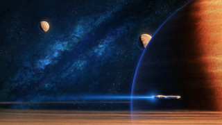 Space station red planet starfield - past free wallpaper for desktop