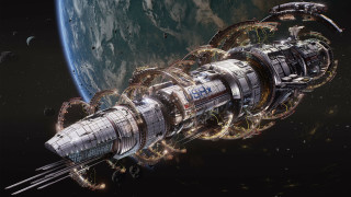 Space station metal structure blue - a space station free wallpaper