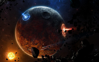 Space planet star debris matte - debris free wallpaper