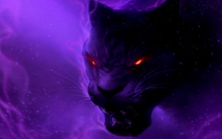 Black cat red eyes purple - a purple background free wallpaper