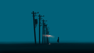 Person telephone poles streetlight minimalism - edward hopper and james gilleard free wallpaper for desktop