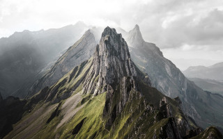 Mountain peak cloudy sky lake - daniel lieske free wallpaper