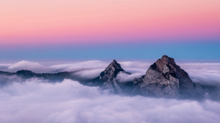 Mountain pink sky clouds horizon - colorful cloud free wallpaper