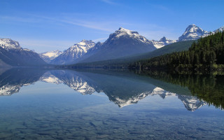 Mountain range reflection lake sky 3 - a clear sky free wallpaper