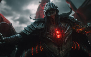 Demonic man red glow armor - a demonic looking man free wallpaper