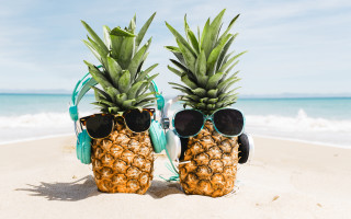 Pineapples sunglasses beach ocean blue - a pineapple free wallpaper for desktop