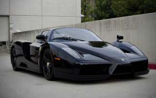 Black sports car parking lot 31 - a red fire hydrant free wallpaper