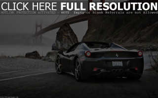 Black sports car parked bridge - a black sports car free wallpaper