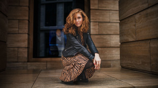 Woman dress leatherjacket woodenfloor outdoor - adrienn henczné deák free wallpaper