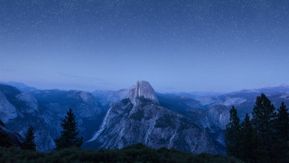 Mountain night sky stars trees - a few star free wallpaper